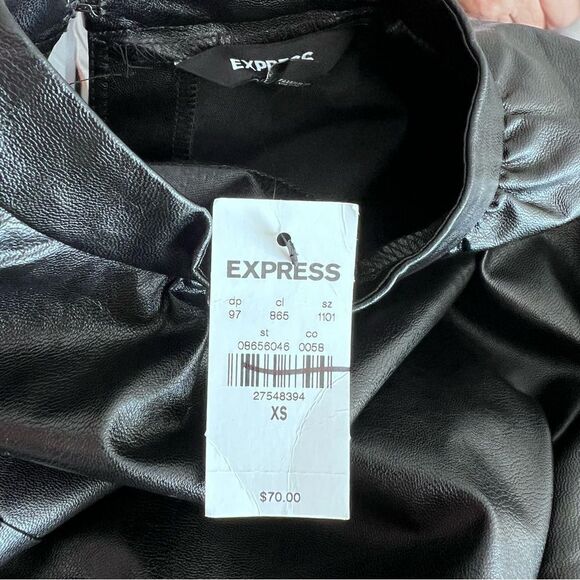 EXPRESS Faux Leather Puff Sleeves Blouse Size XS - Picture 8 of 9